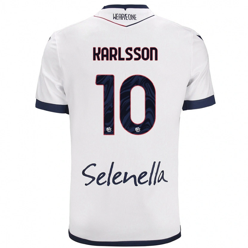Danxen Mujer Camiseta Jesper Karlsson #10 Blanco Azul Real 2ª Equipación 2024/25 La Camisa México