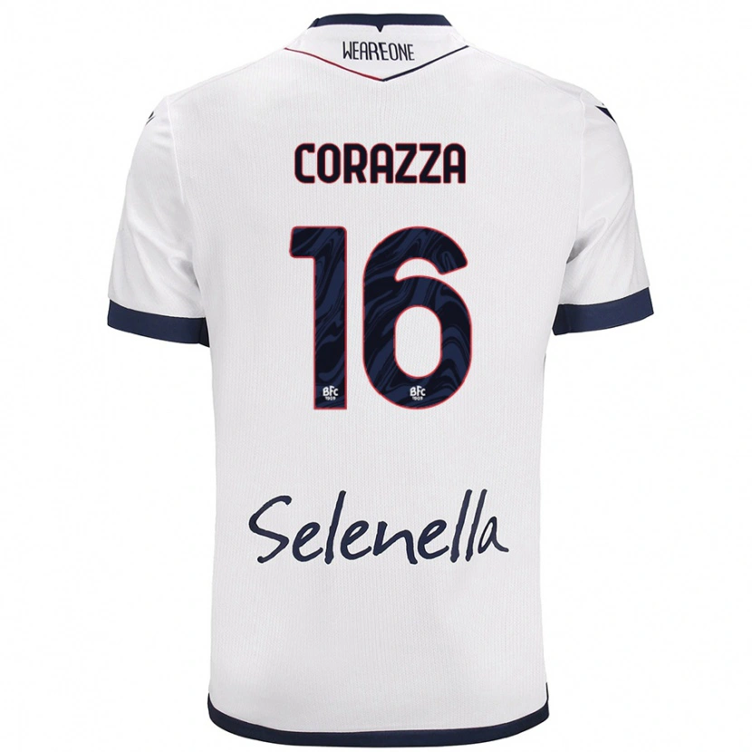 Danxen Mujer Camiseta Tommaso Corazza #16 Blanco Azul Real 2ª Equipación 2024/25 La Camisa México