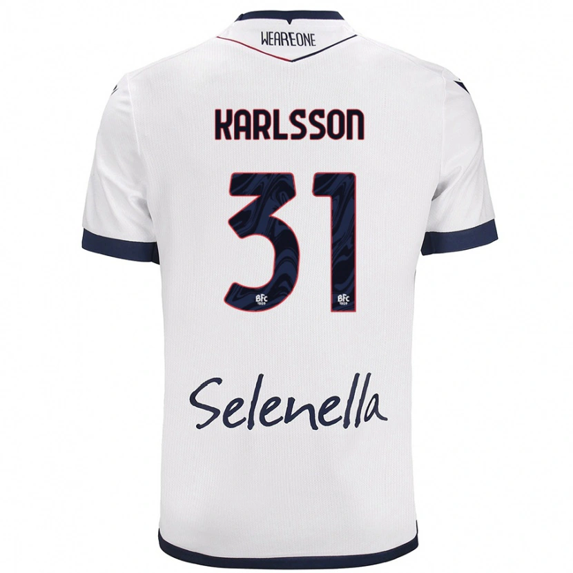 Danxen Mujer Camiseta Kazper Karlsson #31 Blanco Azul Real 2ª Equipación 2024/25 La Camisa México