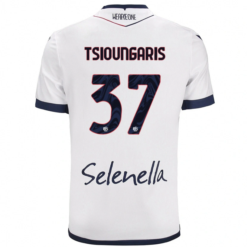 Danxen Mujer Camiseta Theodoros Tsioungaris #37 Blanco Azul Real 2ª Equipación 2024/25 La Camisa México