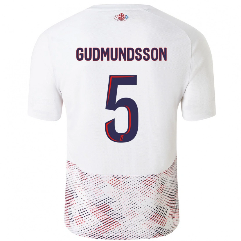 Danxen Mujer Camiseta Gabriel Gudmundsson #5 Blanco Azul Real 2ª Equipación 2024/25 La Camisa México