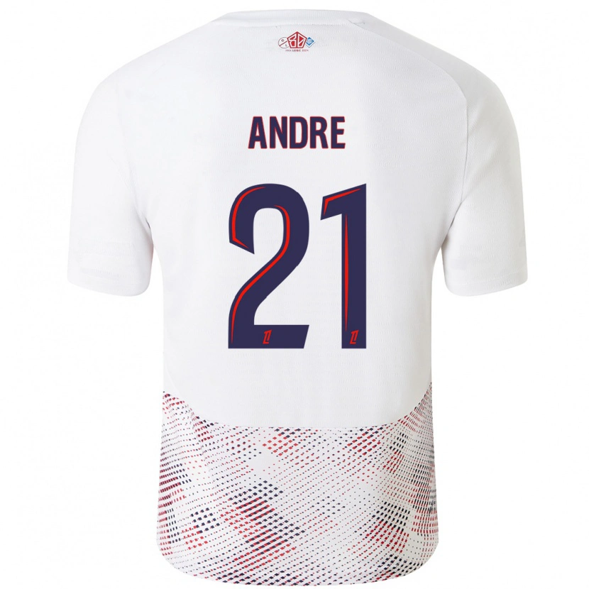 Danxen Mujer Camiseta Benjamin André #21 Blanco Azul Real 2ª Equipación 2024/25 La Camisa México
