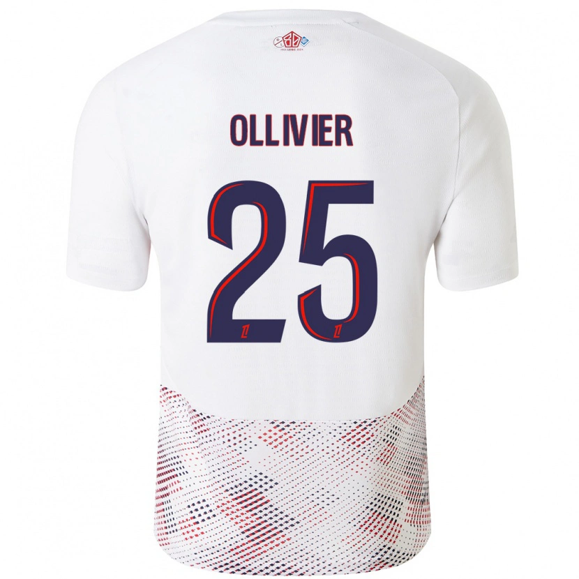 Danxen Mujer Camiseta Agathe Ollivier #25 Blanco Azul Real 2ª Equipación 2024/25 La Camisa México