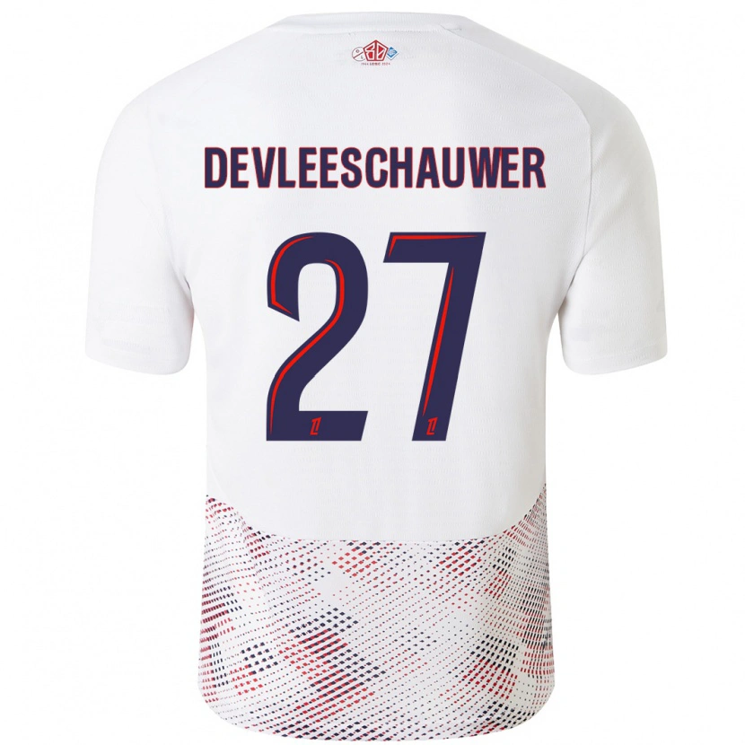 Danxen Mujer Camiseta Gwenaëlle Devleeschauwer #27 Blanco Azul Real 2ª Equipación 2024/25 La Camisa México