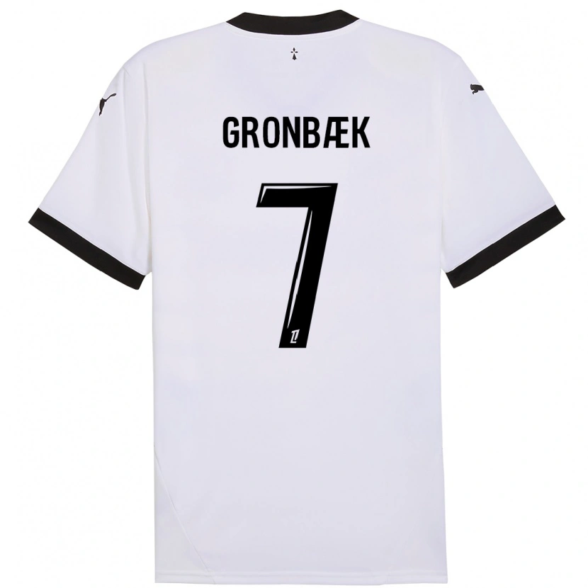 Danxen Mujer Camiseta Albert Grønbaek #7 Blanco Negro 2ª Equipación 2024/25 La Camisa México