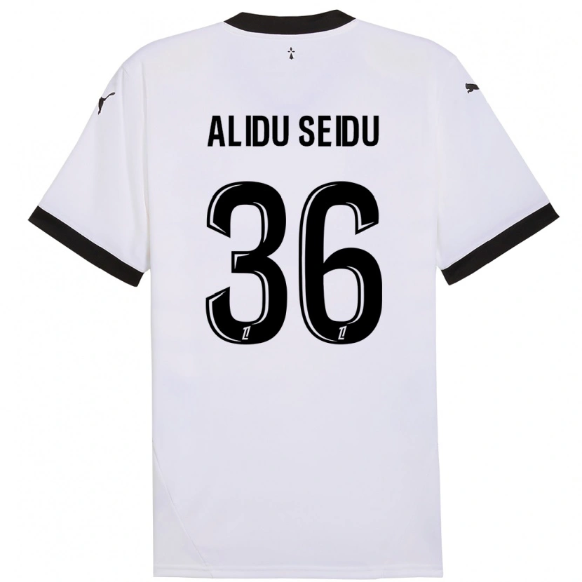 Danxen Mujer Camiseta Alidu Seidu #36 Blanco Negro 2ª Equipación 2024/25 La Camisa México