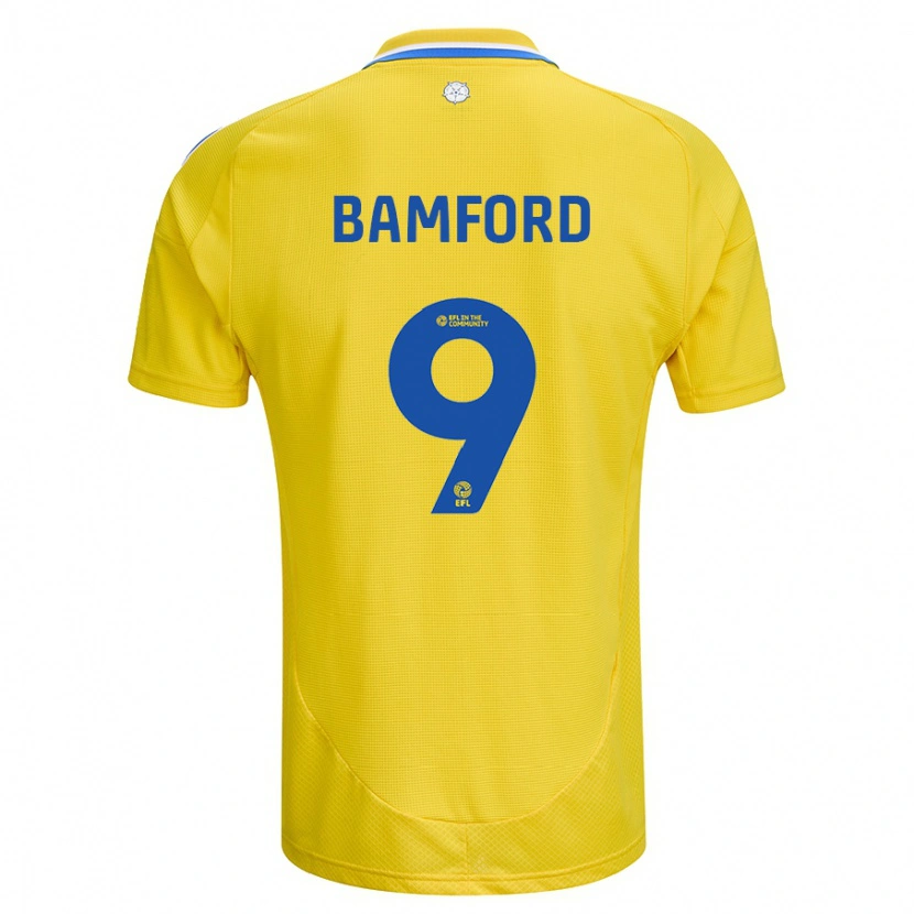 Danxen Mujer Camiseta Patrick Bamford #9 Amarillo Azul 2ª Equipación 2024/25 La Camisa México