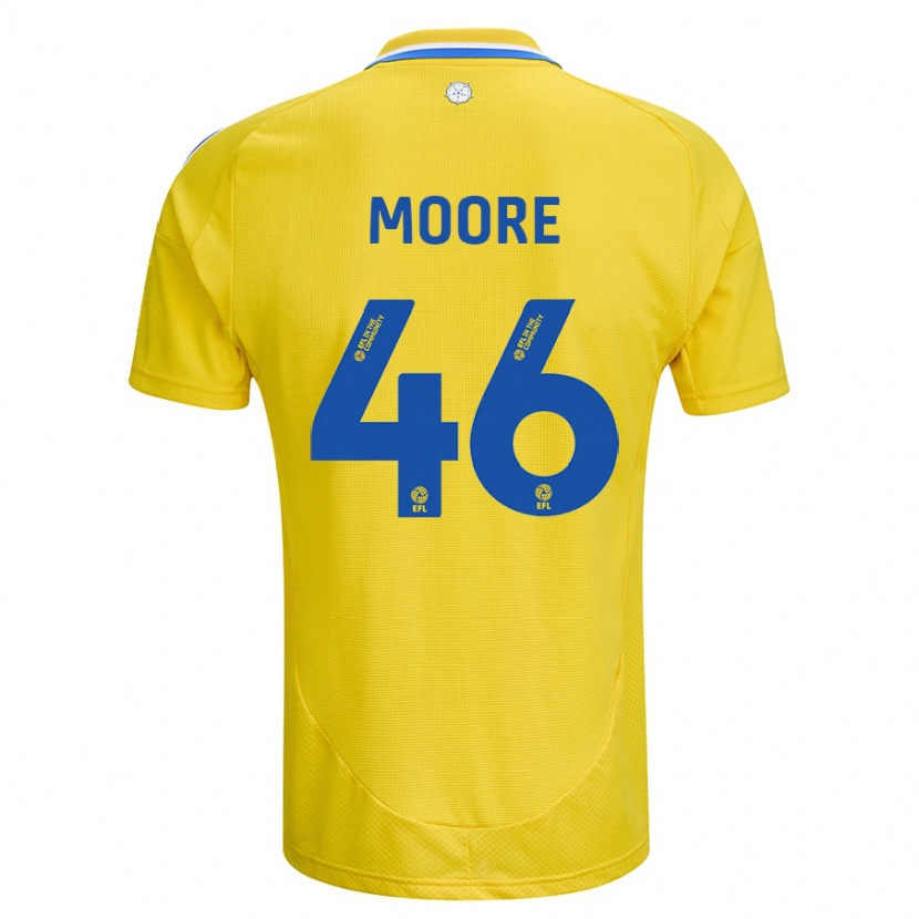 Danxen Mujer Camiseta Kris Moore #46 Amarillo Azul 2ª Equipación 2024/25 La Camisa México