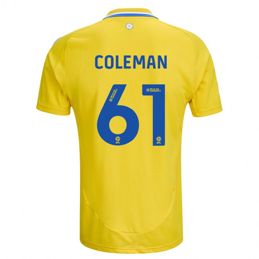 Danxen Mujer Camiseta Cian Coleman #61 Amarillo Azul 2ª Equipación 2024/25 La Camisa México