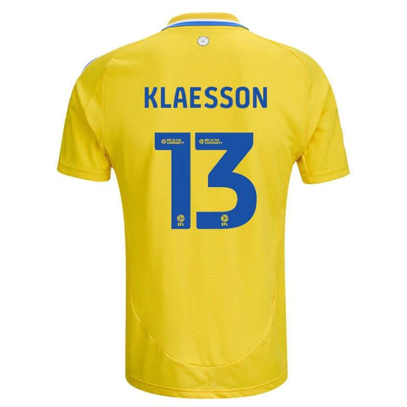 Danxen Mujer Camiseta Kristoffer Klaesson #13 Amarillo Azul 2ª Equipación 2024/25 La Camisa México