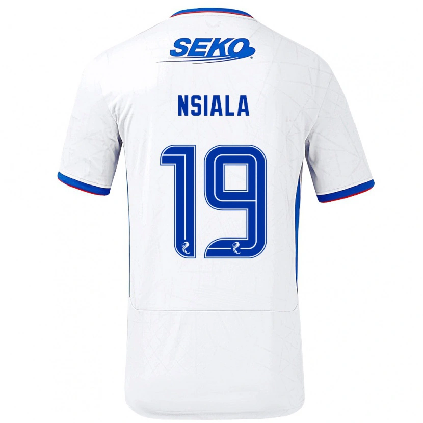 Danxen Mujer Camiseta Clinton Nsiala #19 Blanco Azul 2ª Equipación 2024/25 La Camisa México