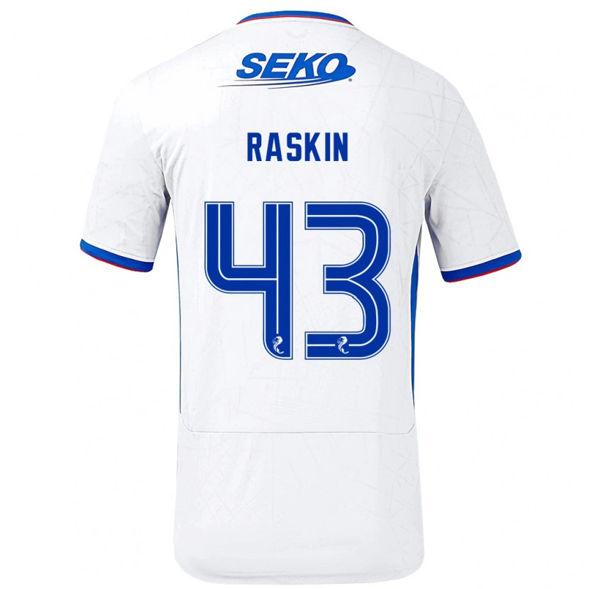 Danxen Mujer Camiseta Nicolas Raskin #43 Blanco Azul 2ª Equipación 2024/25 La Camisa México
