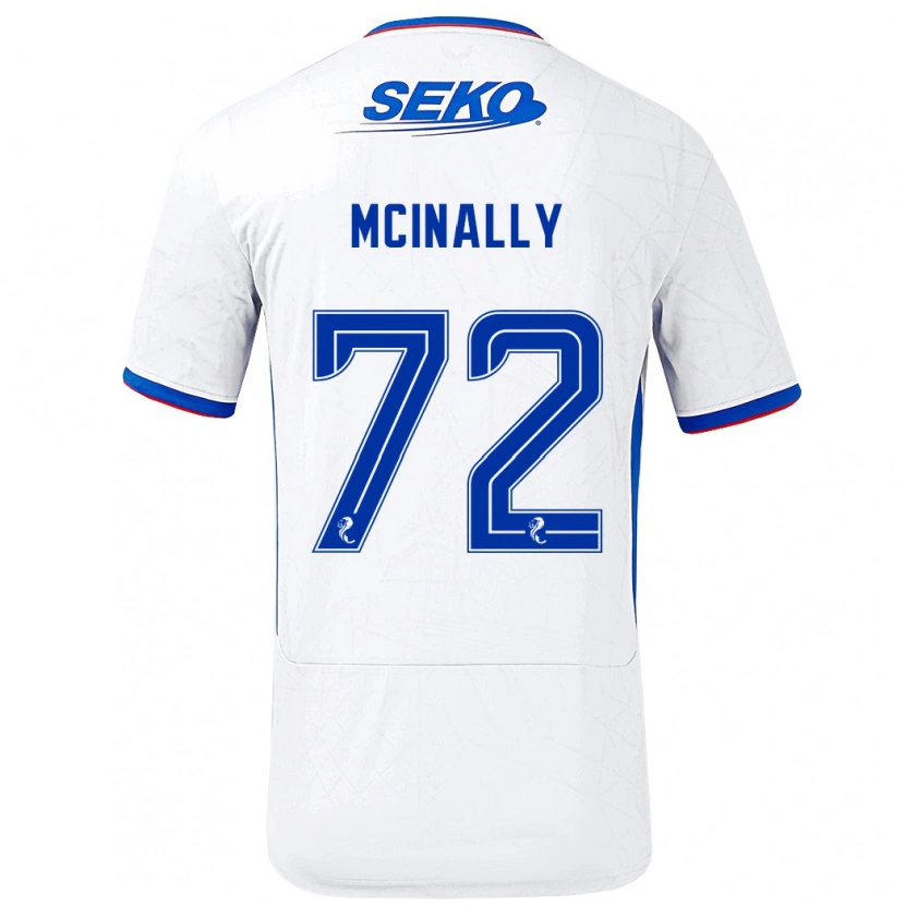 Danxen Mujer Camiseta Darren Mcinally #72 Blanco Azul 2ª Equipación 2024/25 La Camisa México