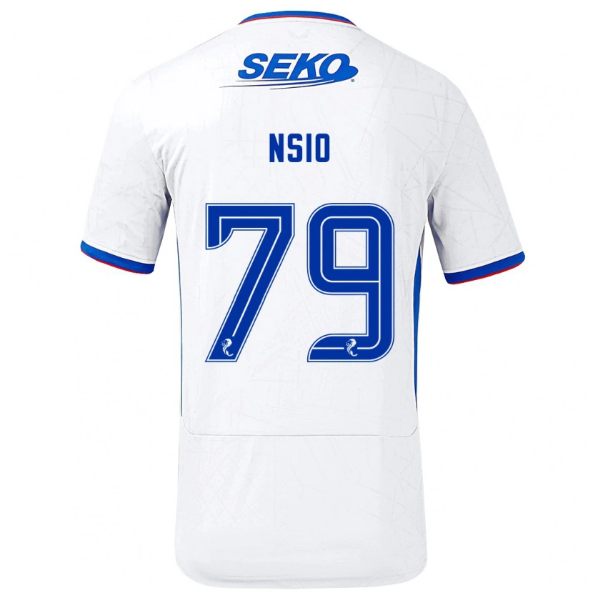 Danxen Mujer Camiseta Paul Nsio #79 Blanco Azul 2ª Equipación 2024/25 La Camisa México