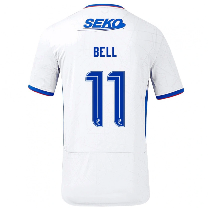 Danxen Mujer Camiseta Megan Bell #11 Blanco Azul 2ª Equipación 2024/25 La Camisa México
