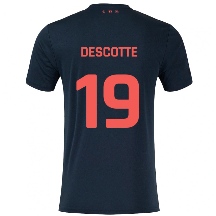 Danxen Mujer Camiseta Anthony Descotte #19 Negro Rojo 2ª Equipación 2024/25 La Camisa México
