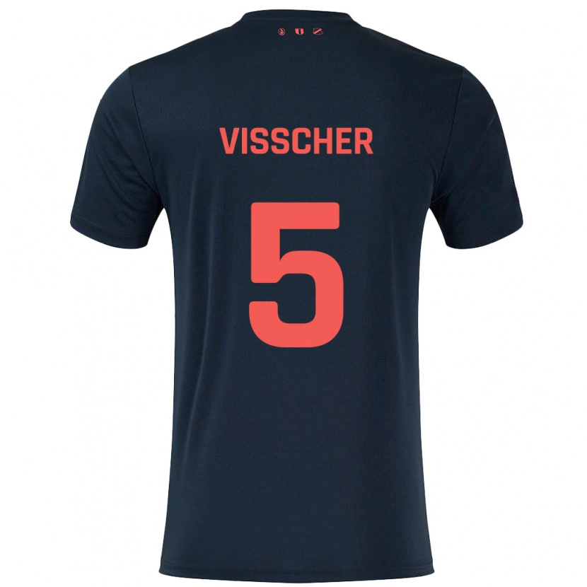 Danxen Mujer Camiseta Amber Visscher #5 Negro Rojo 2ª Equipación 2024/25 La Camisa México
