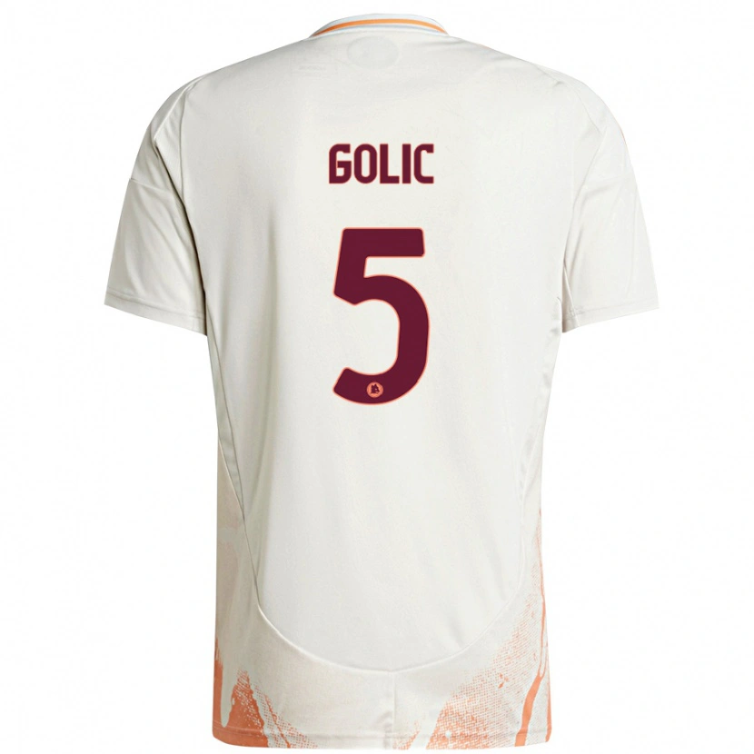 Danxen Mujer Camiseta Lovro Golic #5 Crema Blanco Naranja 2ª Equipación 2024/25 La Camisa México