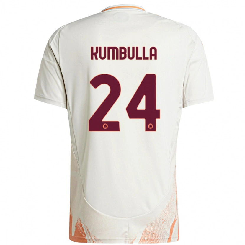 Danxen Mujer Camiseta Marash Kumbulla #24 Crema Blanco Naranja 2ª Equipación 2024/25 La Camisa México