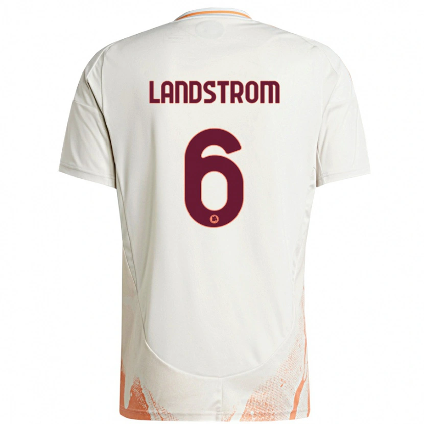 Danxen Mujer Camiseta Elin Landstrom #6 Crema Blanco Naranja 2ª Equipación 2024/25 La Camisa México