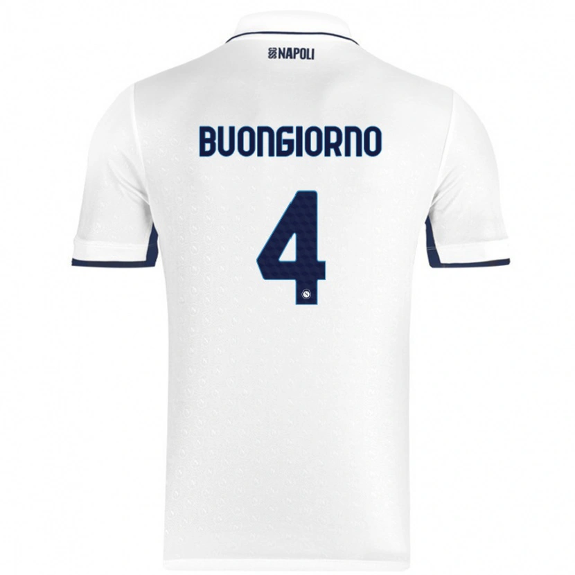 Danxen Mujer Camiseta Alessandro Buongiorno #4 Blanco Azul Real 2ª Equipación 2024/25 La Camisa México