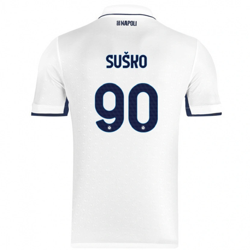 Danxen Mujer Camiseta Daniel Suško #90 Blanco Azul Real 2ª Equipación 2024/25 La Camisa México