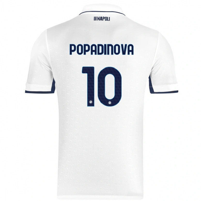 Danxen Mujer Camiseta Evdokiya Popadinova #10 Blanco Azul Real 2ª Equipación 2024/25 La Camisa México