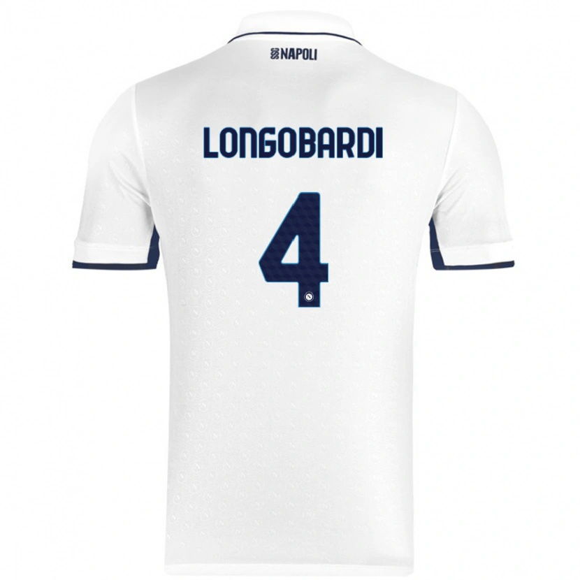 Danxen Mujer Camiseta Salvatore Longobardi #4 Blanco Azul Real 2ª Equipación 2024/25 La Camisa México