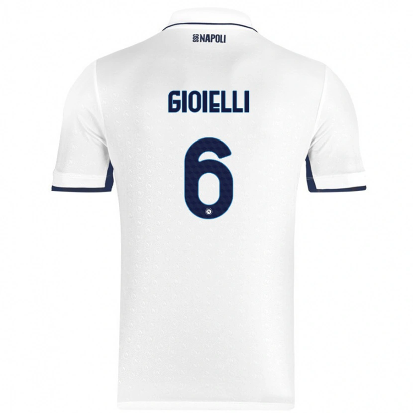 Danxen Mujer Camiseta Francesco Pio Gioielli #6 Blanco Azul Real 2ª Equipación 2024/25 La Camisa México