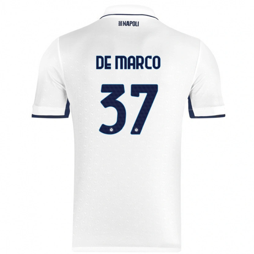 Danxen Mujer Camiseta Francesco De Marco #37 Blanco Azul Real 2ª Equipación 2024/25 La Camisa México
