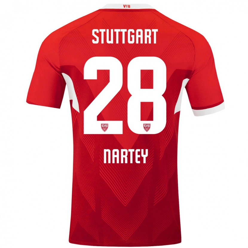 Danxen Mujer Camiseta Nikolas Nartey #28 Rojo Blanco 2ª Equipación 2024/25 La Camisa México