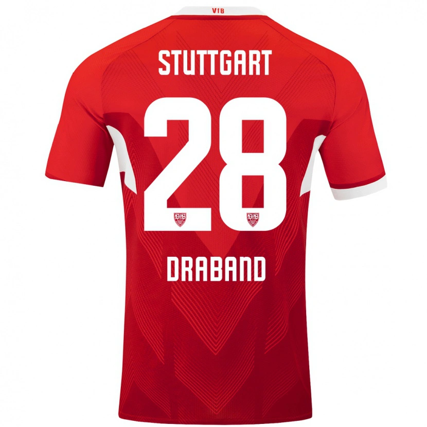 Danxen Mujer Camiseta Dominik Draband #28 Rojo Blanco 2ª Equipación 2024/25 La Camisa México