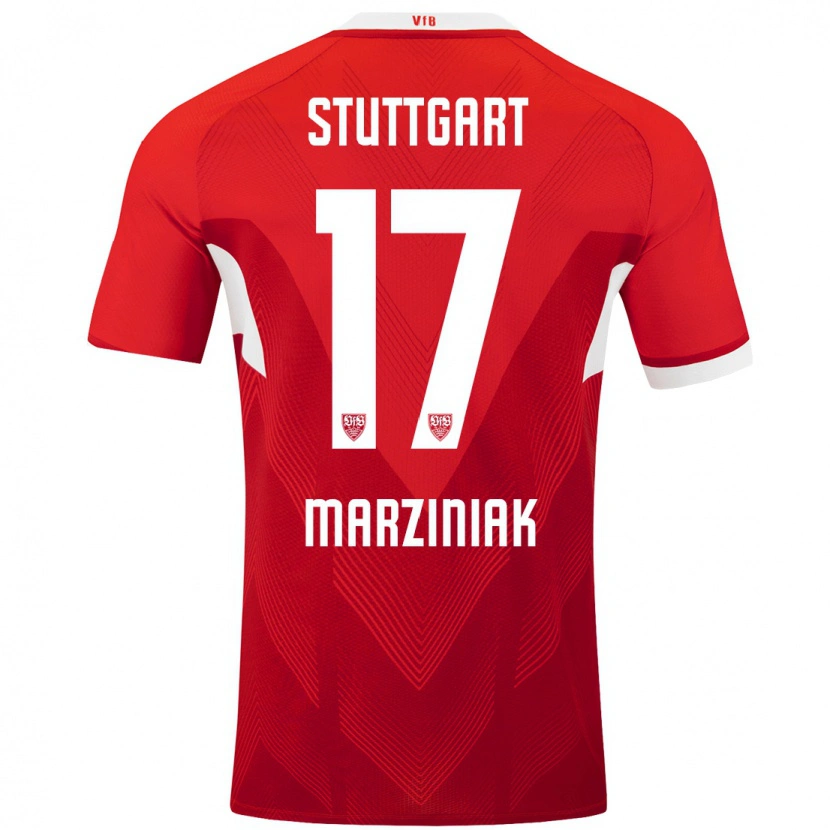 Danxen Mujer Camiseta Chiara Marziniak #17 Rojo Blanco 2ª Equipación 2024/25 La Camisa México
