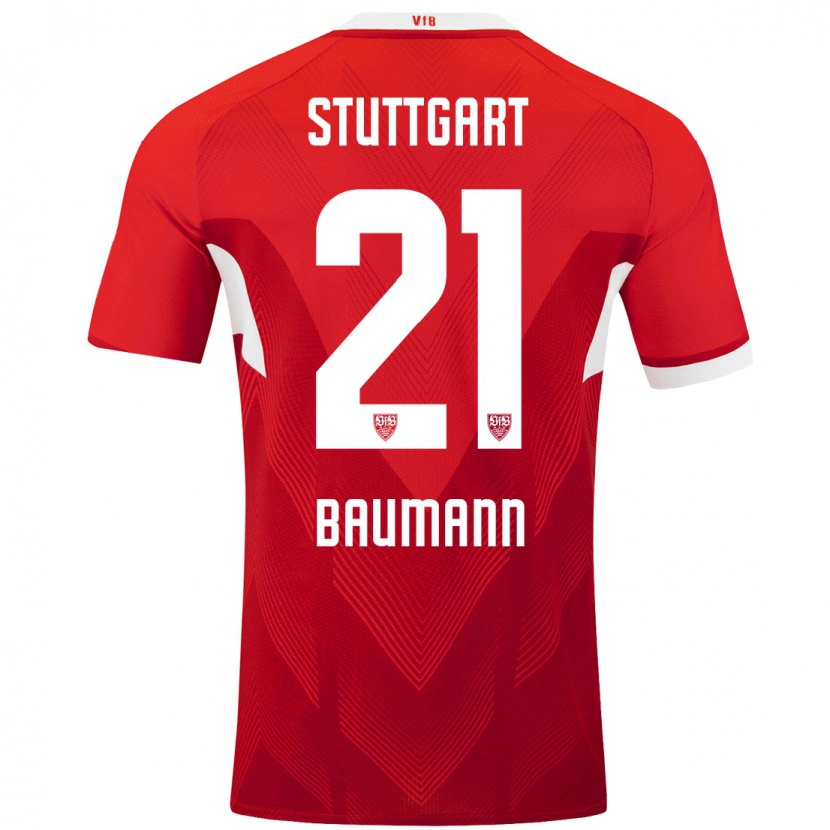 Danxen Mujer Camiseta Katharina Baumann #21 Rojo Blanco 2ª Equipación 2024/25 La Camisa México