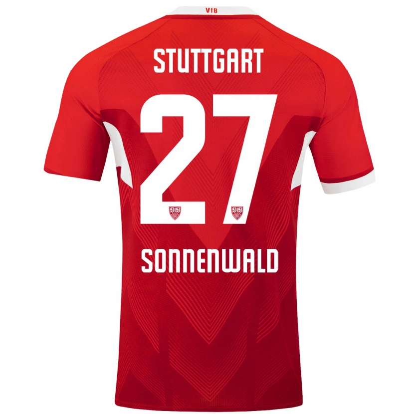Danxen Mujer Camiseta Lukas Sonnenwald #27 Rojo Blanco 2ª Equipación 2024/25 La Camisa México