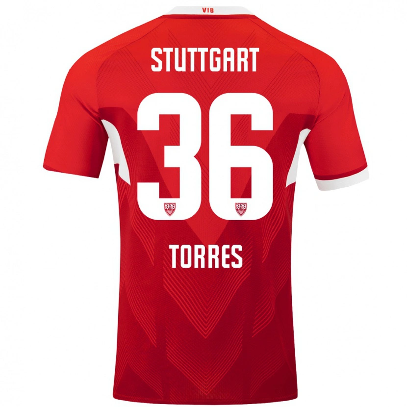 Danxen Mujer Camiseta Yohann Torres #36 Rojo Blanco 2ª Equipación 2024/25 La Camisa México
