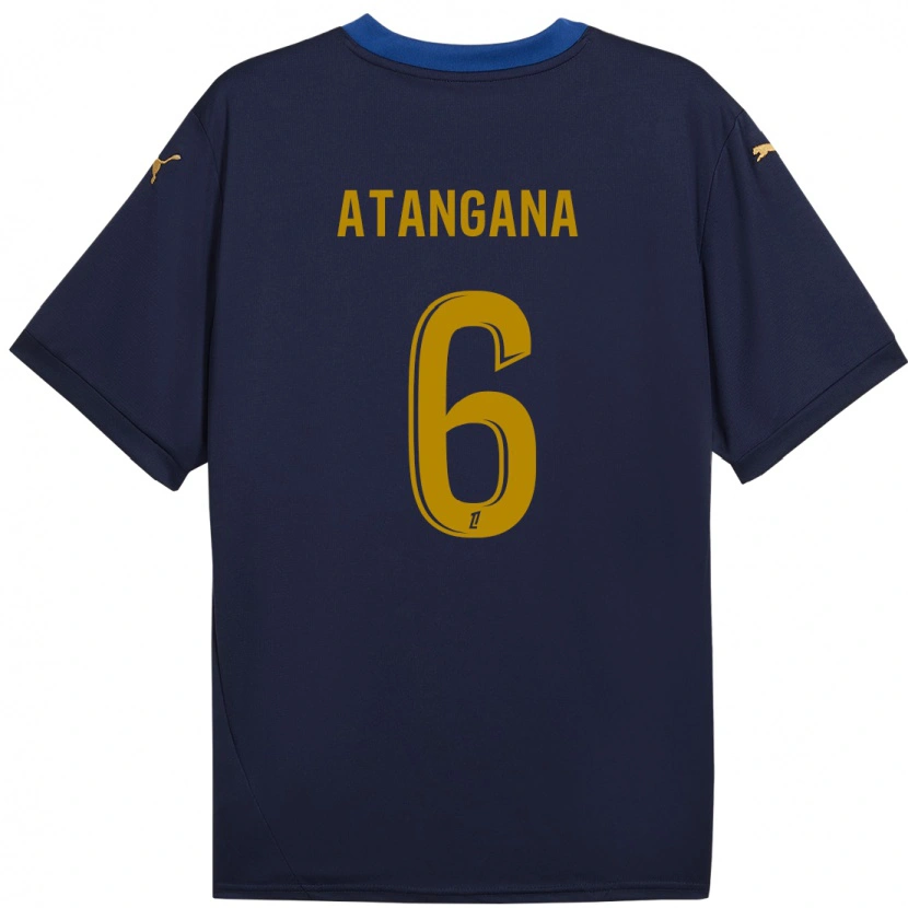Danxen Mujer Camiseta Valentin Atangana #6 Azul Marino Dorado 2ª Equipación 2024/25 La Camisa México