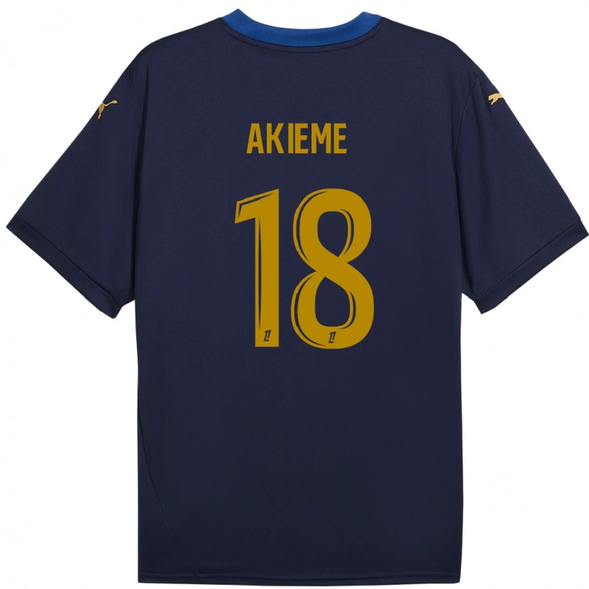 Danxen Mujer Camiseta Sergio Akieme #18 Azul Marino Dorado 2ª Equipación 2024/25 La Camisa México