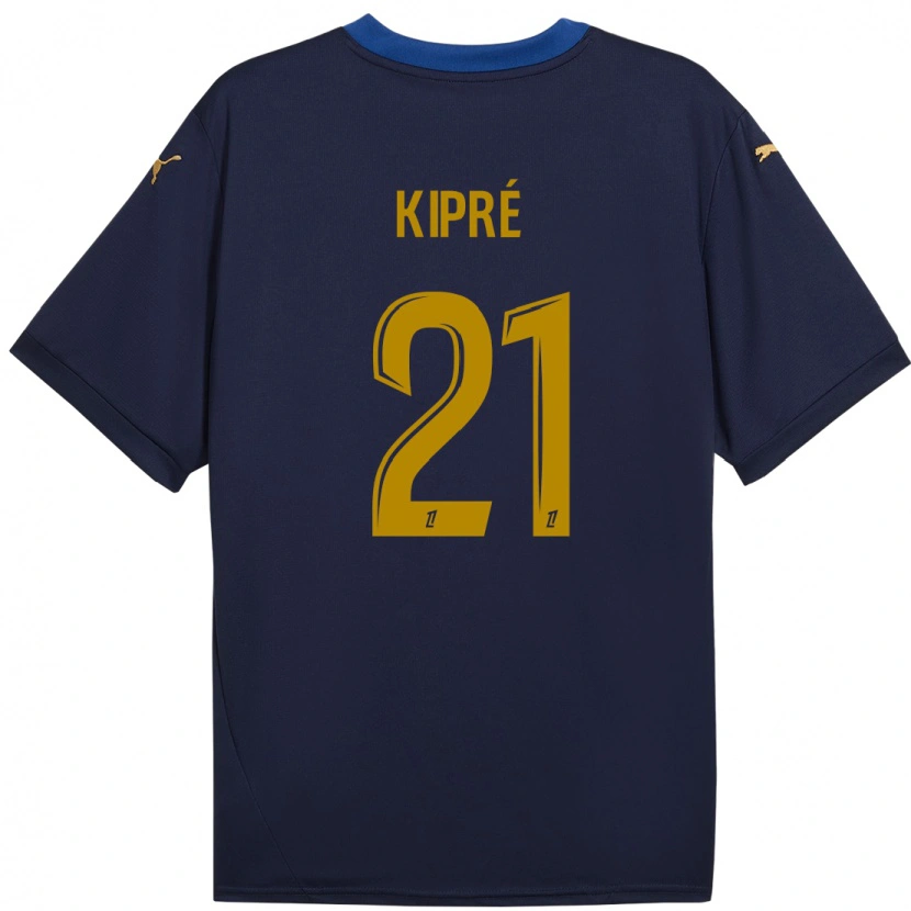 Danxen Mujer Camiseta Cédric Kipré #21 Azul Marino Dorado 2ª Equipación 2024/25 La Camisa México