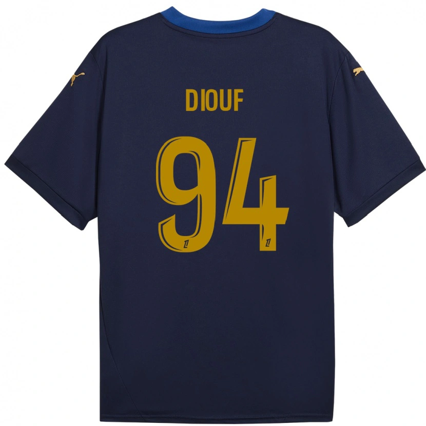 Danxen Mujer Camiseta Yehvann Diouf #94 Azul Marino Dorado 2ª Equipación 2024/25 La Camisa México