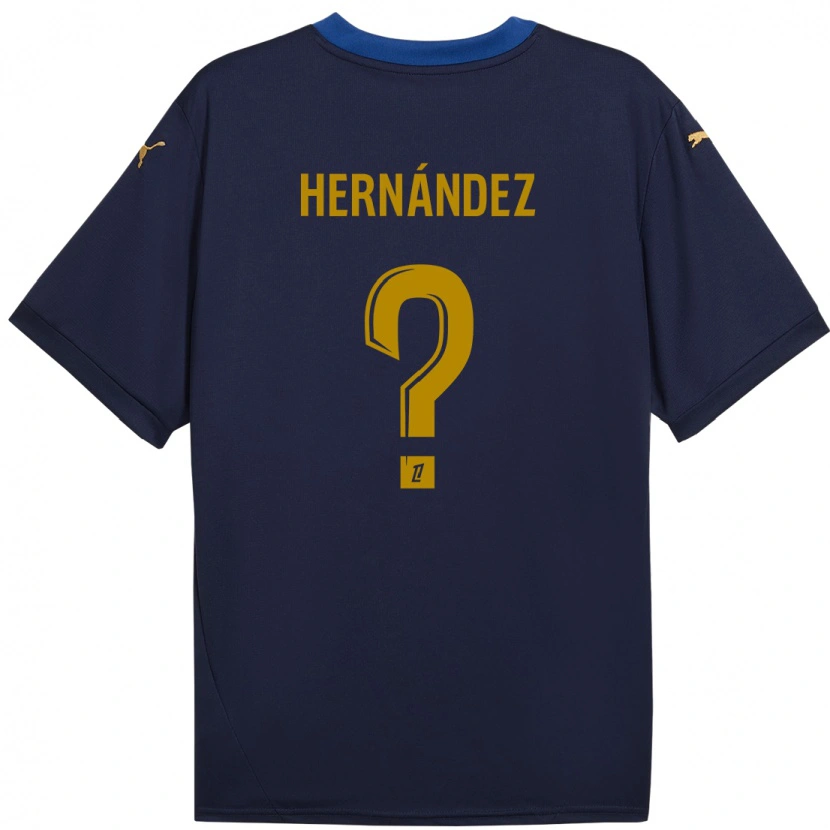 Danxen Mujer Camiseta Melvin Hernández #0 Azul Marino Dorado 2ª Equipación 2024/25 La Camisa México