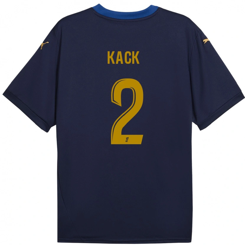 Danxen Mujer Camiseta Mathilde Kack #2 Azul Marino Dorado 2ª Equipación 2024/25 La Camisa México