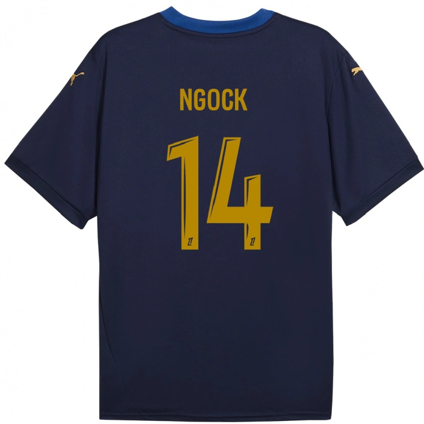 Danxen Mujer Camiseta Monique Ngock #14 Azul Marino Dorado 2ª Equipación 2024/25 La Camisa México
