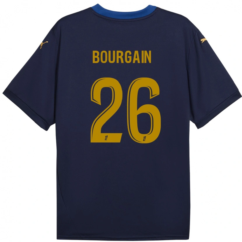 Danxen Mujer Camiseta Léa Bourgain #26 Azul Marino Dorado 2ª Equipación 2024/25 La Camisa México