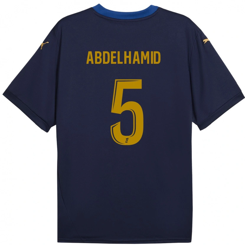Danxen Mujer Camiseta Yunis Abdelhamid #5 Azul Marino Dorado 2ª Equipación 2024/25 La Camisa México