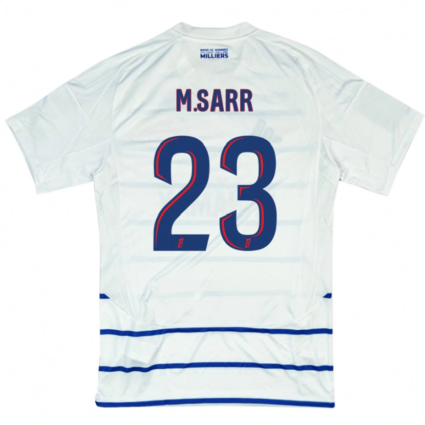 Danxen Mujer Camiseta Mamadou Sarr #23 Blanco Azul 2ª Equipación 2024/25 La Camisa México