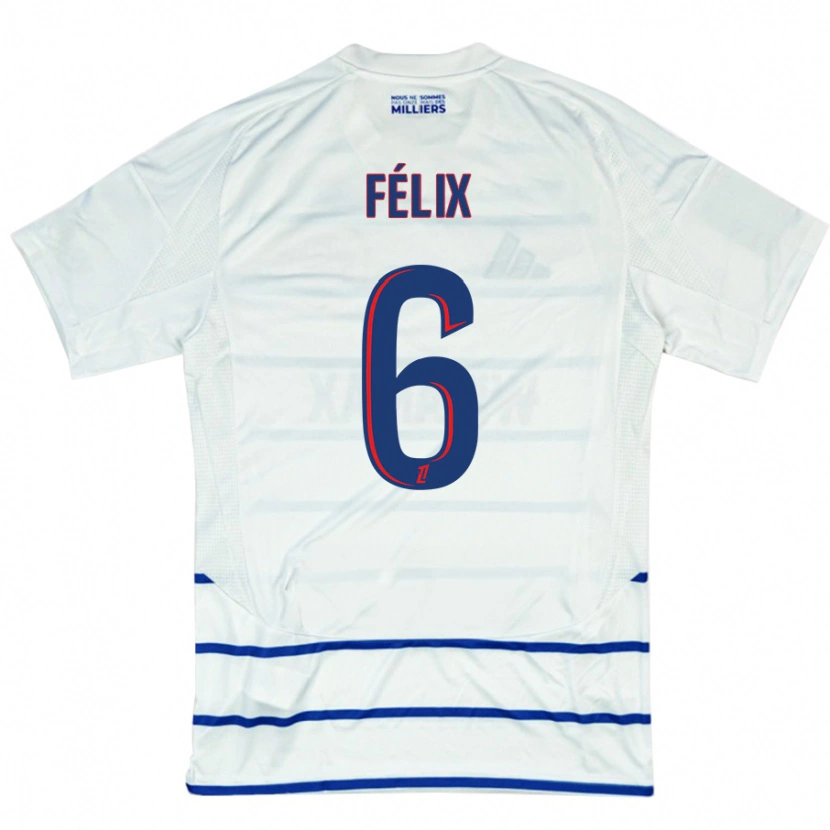 Danxen Mujer Camiseta Félix Lemaréchal #6 Blanco Azul 2ª Equipación 2024/25 La Camisa México
