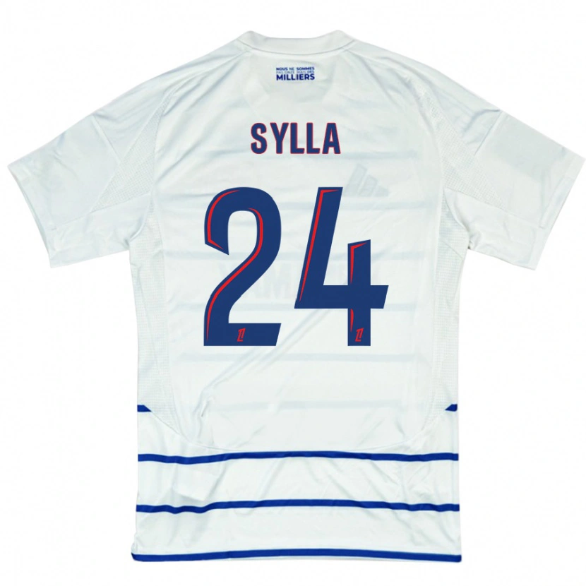 Danxen Mujer Camiseta Abakar Sylla #24 Blanco Azul 2ª Equipación 2024/25 La Camisa México
