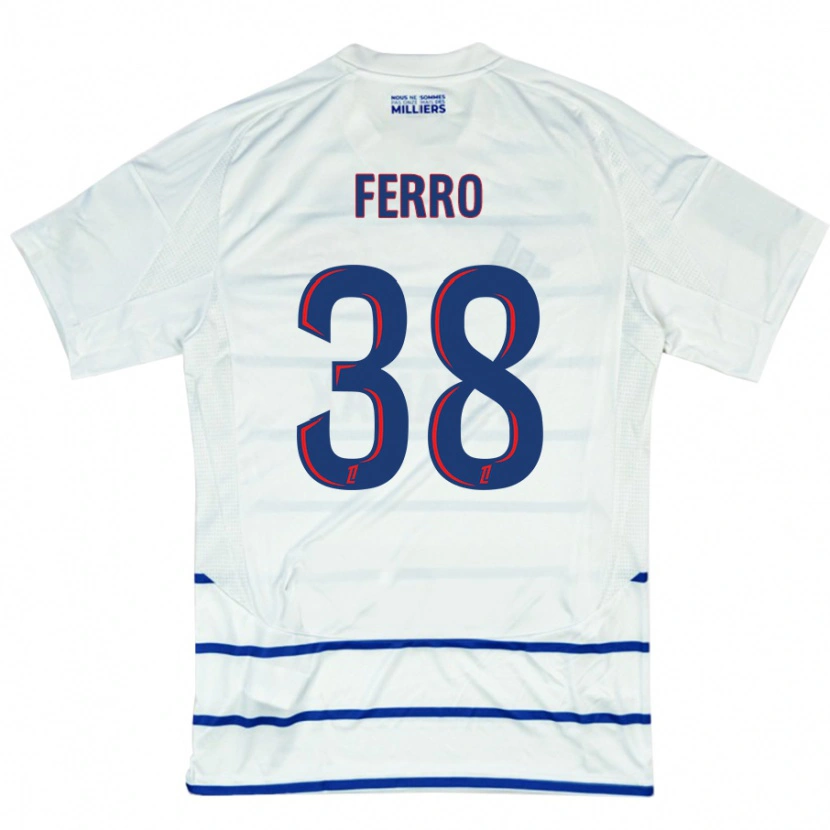 Danxen Mujer Camiseta Nolan Ferro #38 Blanco Azul 2ª Equipación 2024/25 La Camisa México
