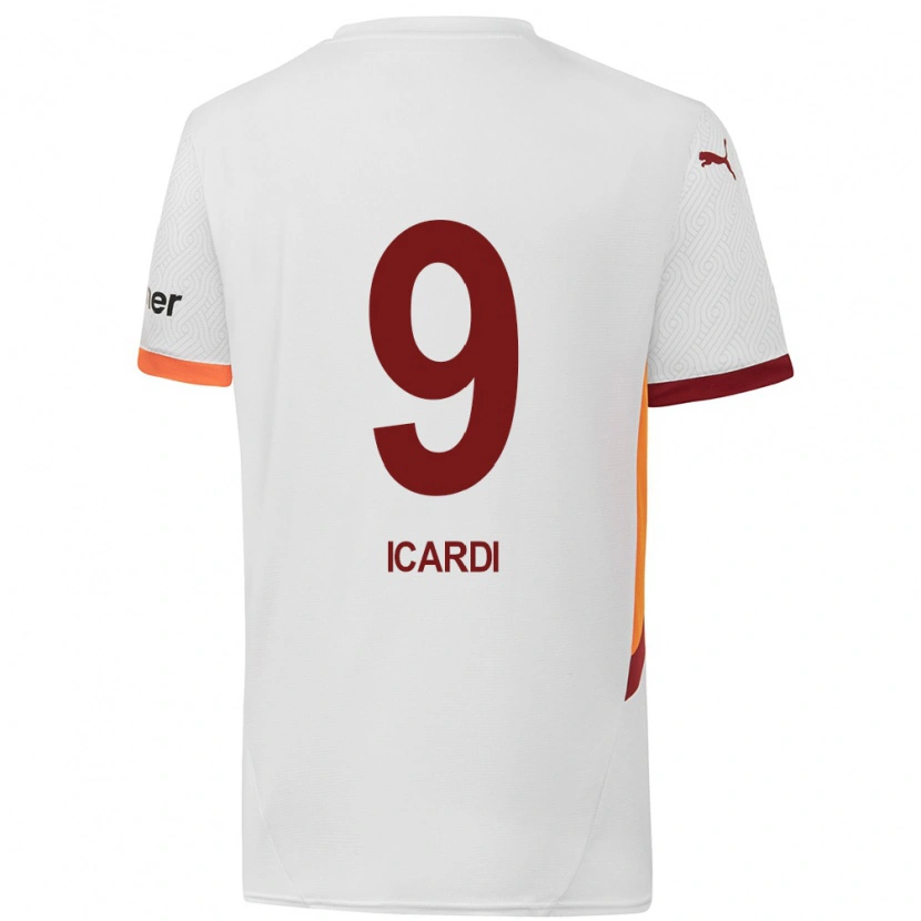 Danxen Mujer Camiseta Mauro Icardi #9 Blanco Amarillo Rojo 2ª Equipación 2024/25 La Camisa México